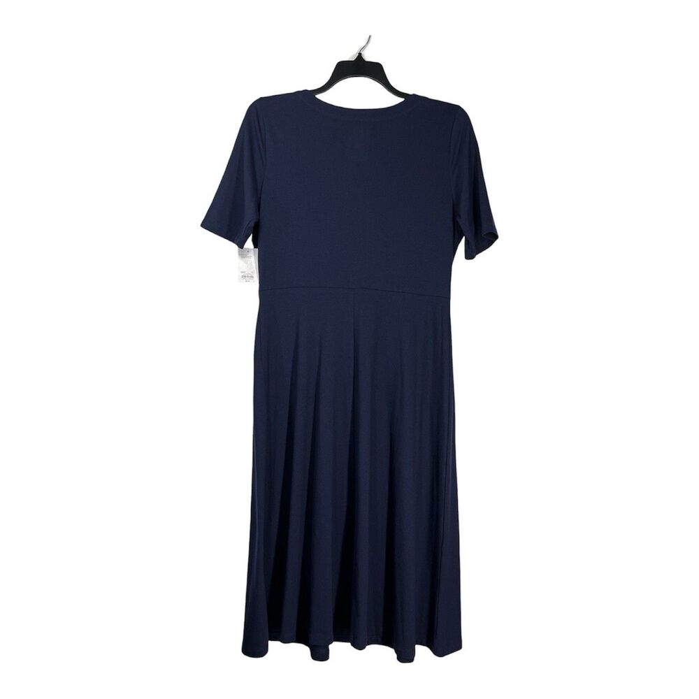 Croft & Barrow Dress Medium Navy Blue Short Sleeve Midi Stretch Casual Travel - Picture 5 of 9